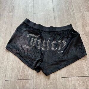 Juicy Couture 90's y2k Women's Black Velour Bling Sleepwear Shorts Size Small